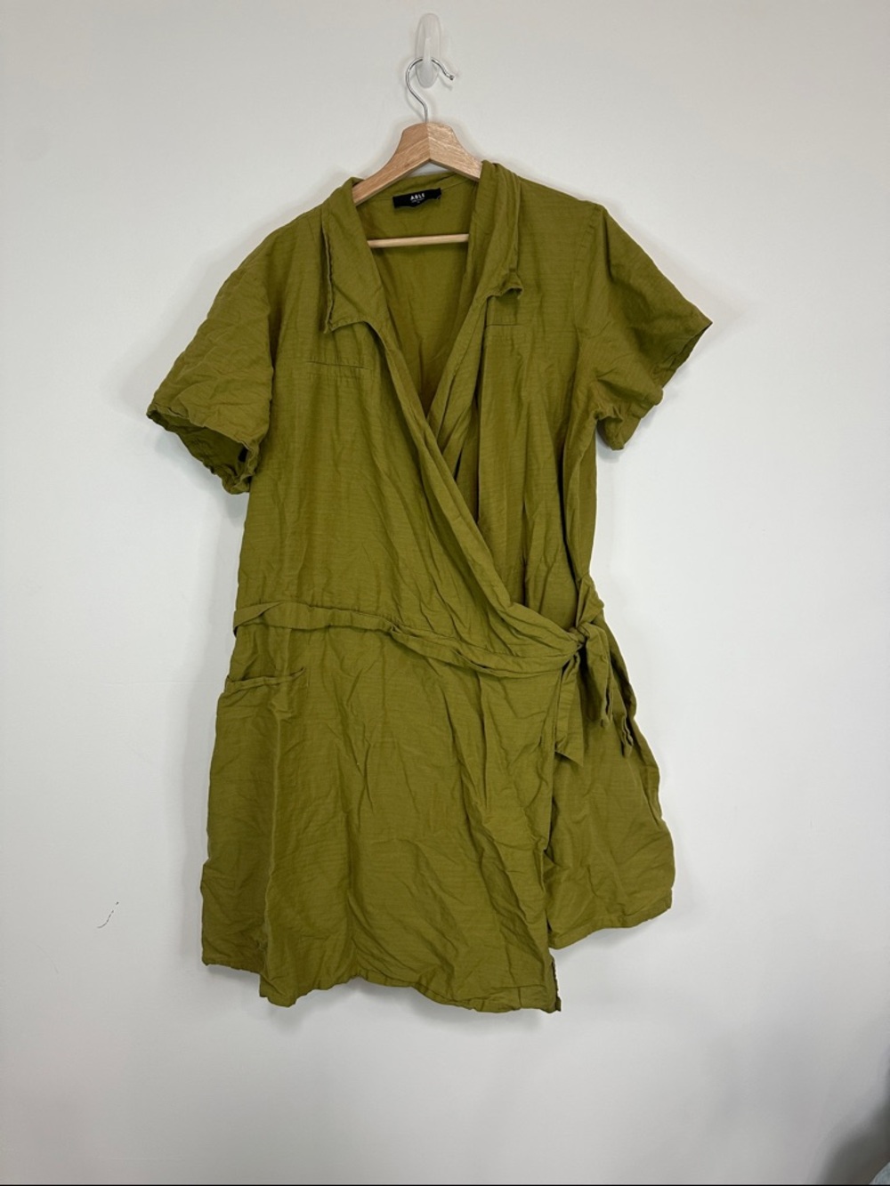Able Olive Green Short Wrap Dress